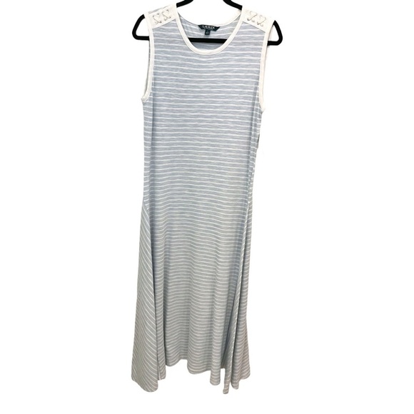 Lauren Ralph Lauren Dresses & Skirts - Ralph Lauren Blue White Striped Sleeveless Fit & Flare Mermaid Dress Size L NWT